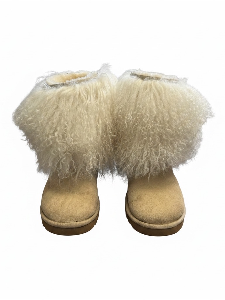 Ugg Curly Shearling Short Boots - Cream/Tan